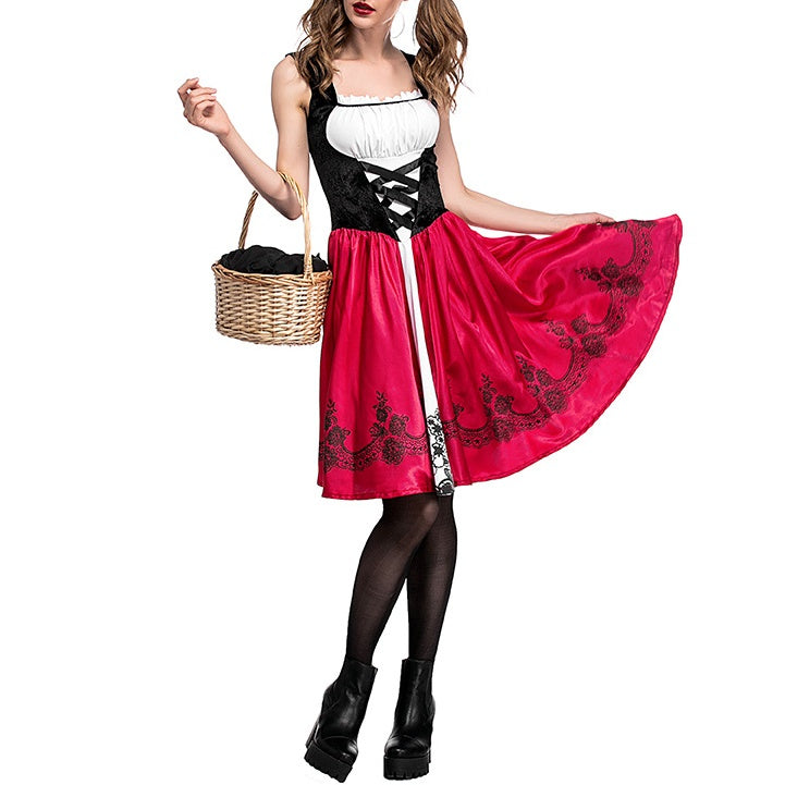 Robe de Costume D'Halloween à Col Carré Sans Manches, Coupe A-Line/Princess, Longueur Genou, avec Cape