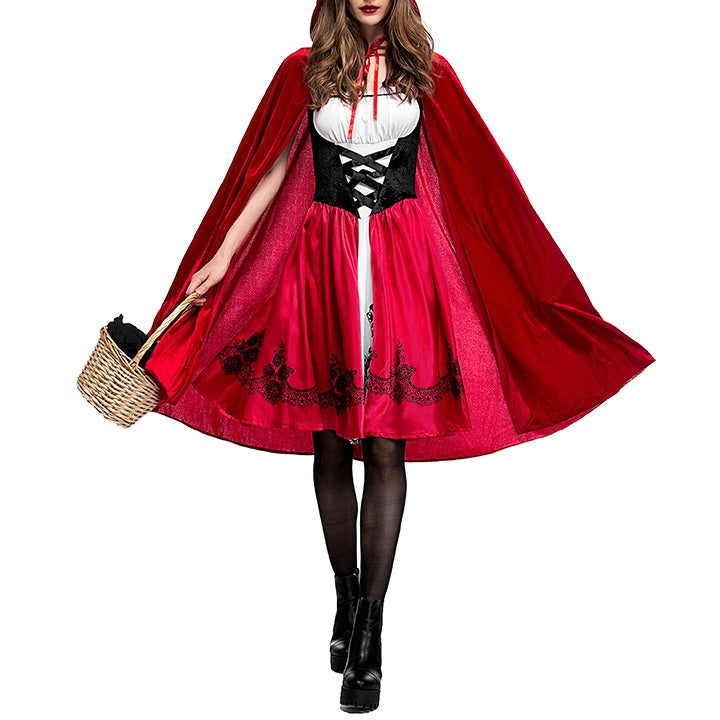 Robe de Costume D'Halloween à Col Carré Sans Manches, Coupe A-Line/Princess, Longueur Genou, avec Cape