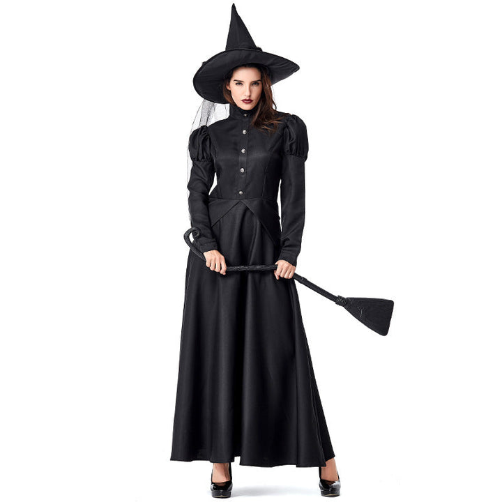 Robe de Costume D'Halloween à Manches Longues et Col Bijou, Coupe A-Line/Princess, Longueur Cheville