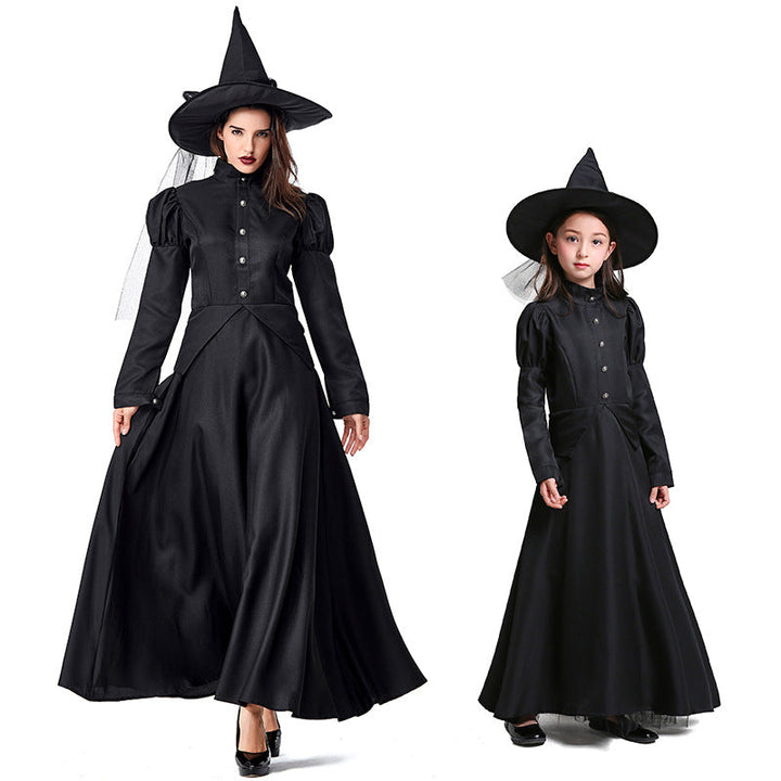 Robe de Costume D'Halloween à Manches Longues et Col Bijou, Coupe A-Line/Princess, Longueur Cheville