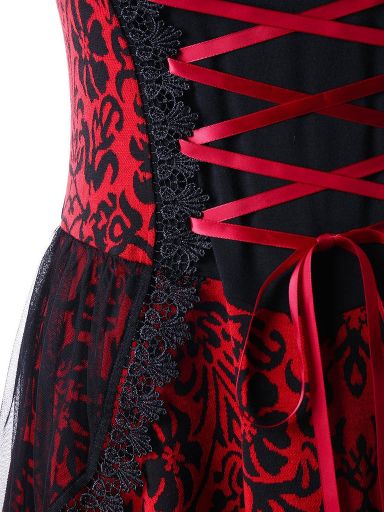 Robe de Costume D'Halloween Asymétrique Sans Manches à Bretelles Spaghetti de Forme A-Line/Princess avec Dentelle