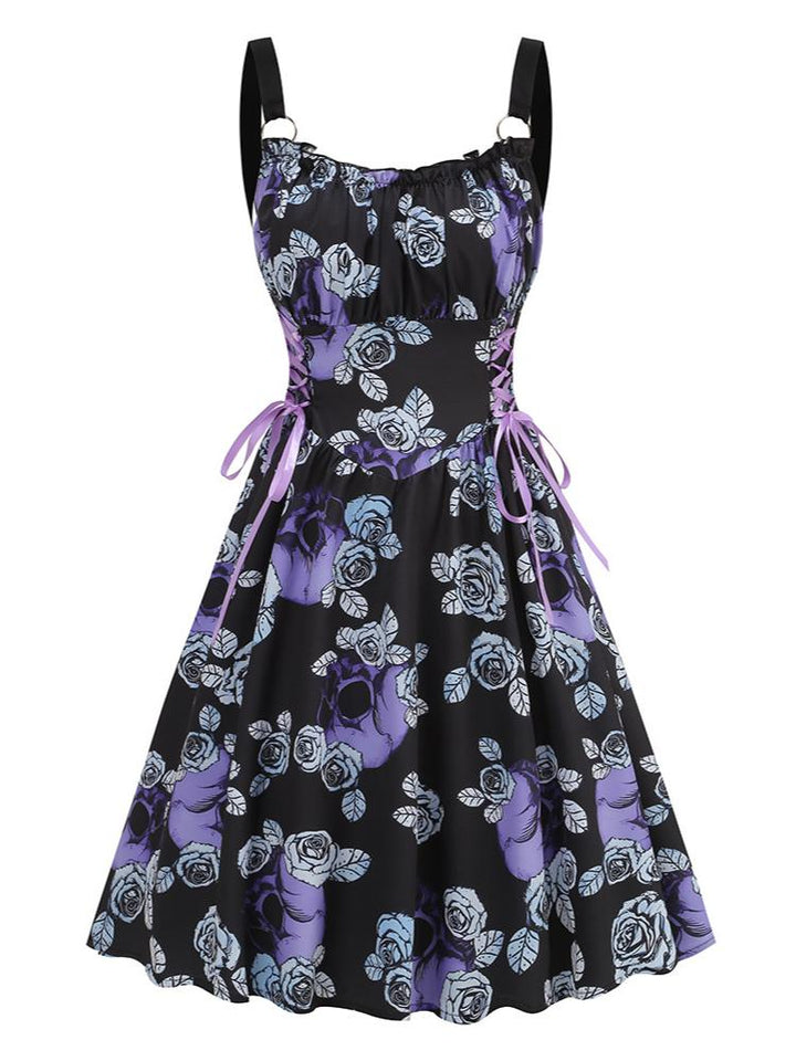 Robe de Costume D'Halloween à Col Carré Sans Manches, Coupe A-Line/Princess, Longueur Genou