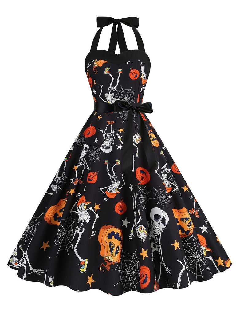Robe de Costume D'Halloween à Col Licou Sans Manches, Coupe A-Line/Princess, Longueur Genou