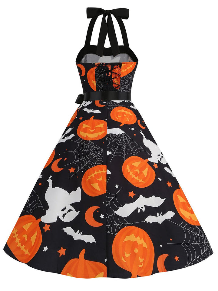 Robe de Costume D'Halloween à Col Licou Sans Manches, Coupe A-Line/Princess, Longueur Genou
