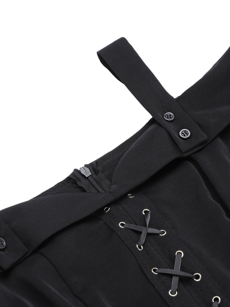 Robe de Costume D'Halloween Asymétrique à Manches Longues et Col Carré de Forme A/Princesse avec Dentelle