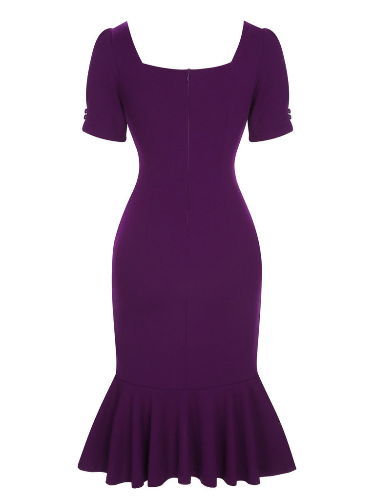 Robe Trapèze/Princesse à Col en V Carré, Manches Courtes, Longueur Genou, pour Costume de Spectacle D'Halloween, avec Volants