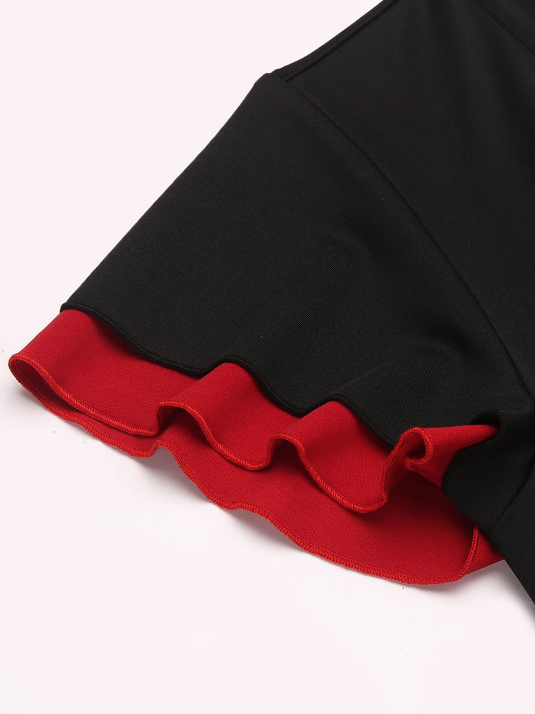 Robe Fourreau/Colonne à Col en V et Manches Courtes, Longueur Genou, pour Costumes de Spectacle D'Halloween