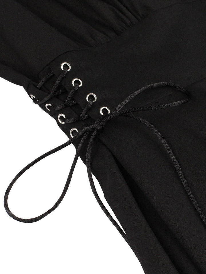 Robe de Costume D'Halloween à Manches Courtes et Col Carré, Coupe A-Line/Princess, Longueur Genou