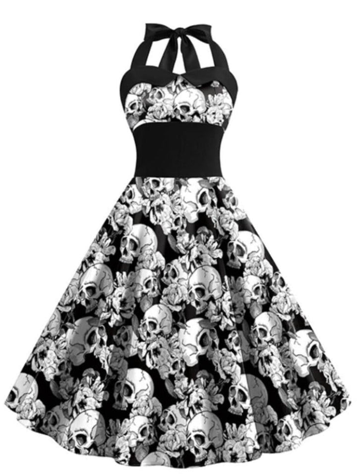 Robe de Costume D'Halloween à Col Licou Sans Manches, Coupe A-Line/Princess, Longueur Genou