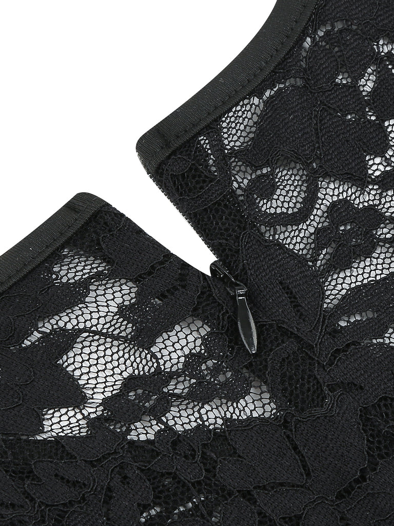 Robe de Costume D'Halloween à Col Rond Sans Manches, Coupe A-Line/Princess, Longueur Genou, avec Dentelle