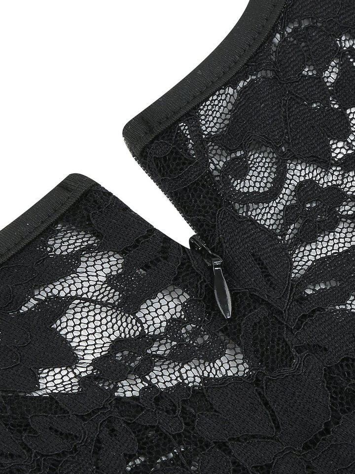 Robe de Costume D'Halloween à Col Rond Sans Manches, Coupe A-Line/Princess, Longueur Genou, avec Dentelle