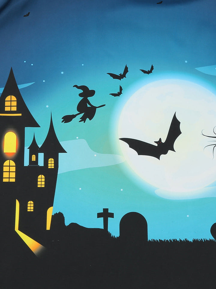 Robe de Costume D'Halloween à Col Rond Sans Manches, Coupe A-Line/Princess, Longueur Genou, avec Dentelle