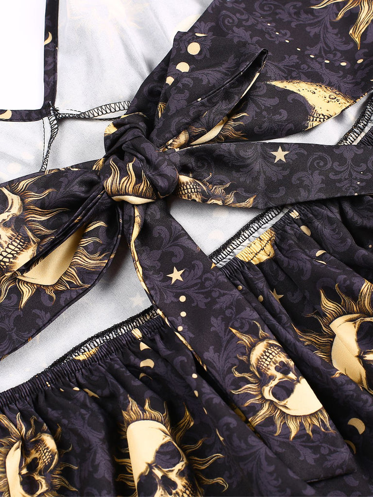 Robe de Costume D'Halloween à Bretelles Spaghetti Sans Manches, Coupe A-Line/Princess, Longueur Genou