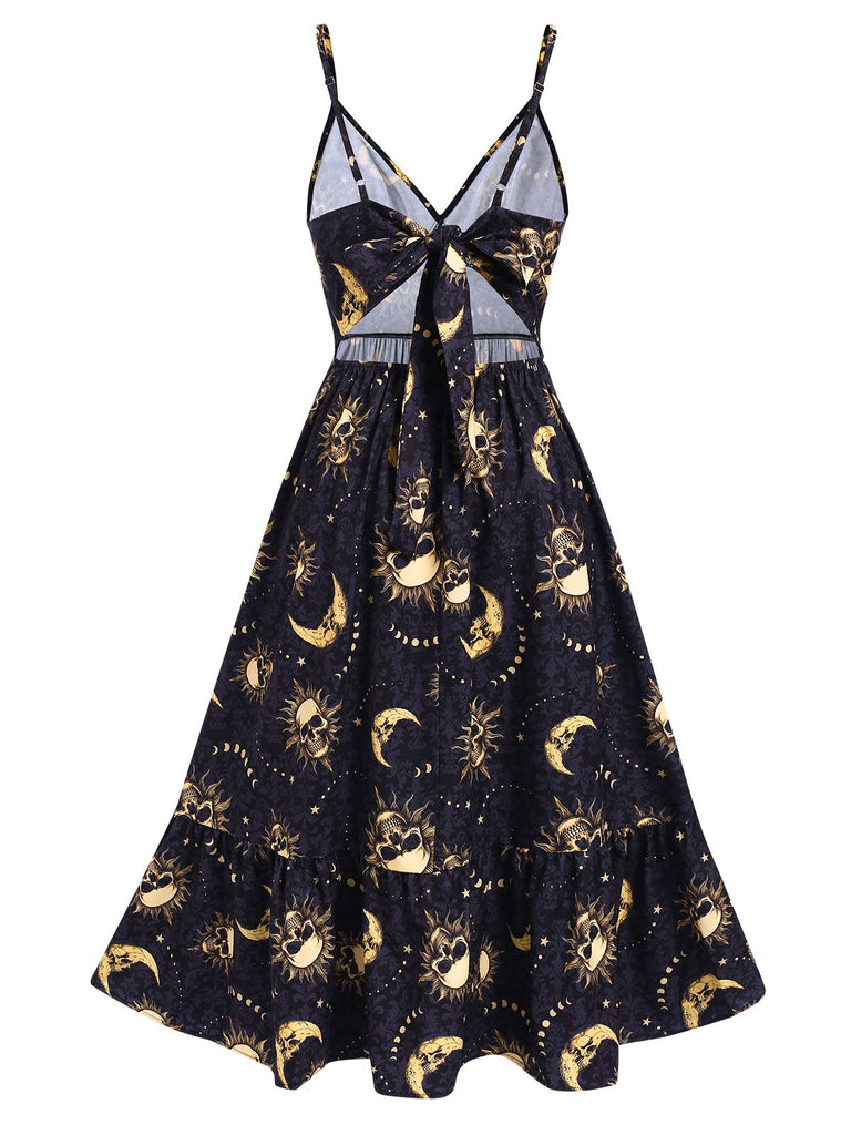 Robe de Costume D'Halloween à Bretelles Spaghetti Sans Manches, Coupe A-Line/Princess, Longueur Genou