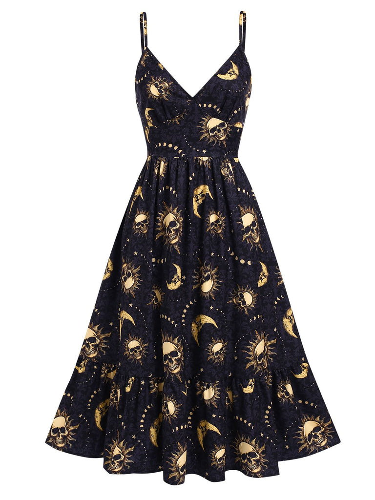 Robe de Costume D'Halloween à Bretelles Spaghetti Sans Manches, Coupe A-Line/Princess, Longueur Genou