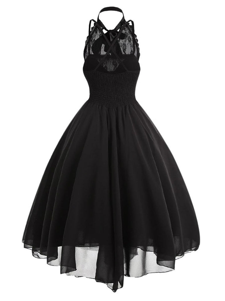 Robe de Costume D'Halloween Asymétrique Sans Manches à Col Rond et Ligne A/Princesse avec Nœud