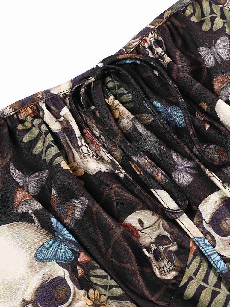 Robe de Costume D'Halloween à Bretelles Spaghetti Sans Manches, Coupe A-Line/Princess, Longueur Genou