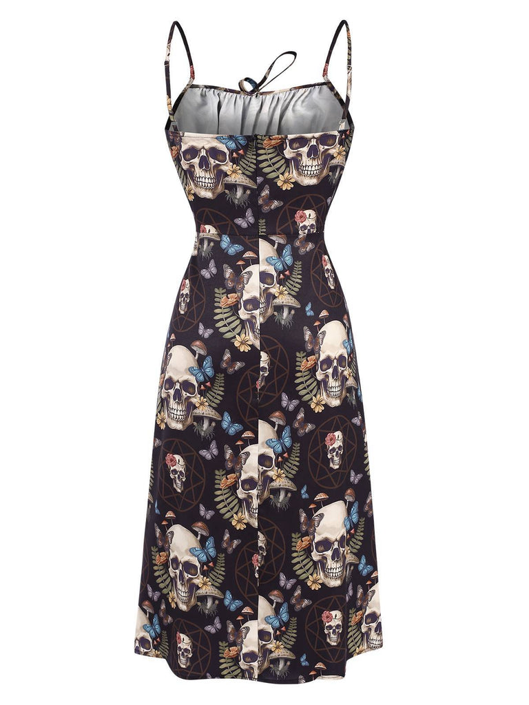 Robe de Costume D'Halloween à Bretelles Spaghetti Sans Manches, Coupe A-Line/Princess, Longueur Genou