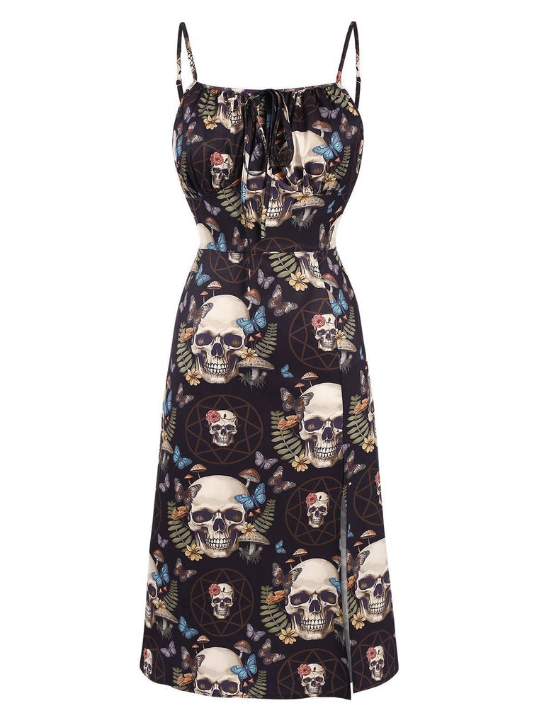 Robe de Costume D'Halloween à Bretelles Spaghetti Sans Manches, Coupe A-Line/Princess, Longueur Genou