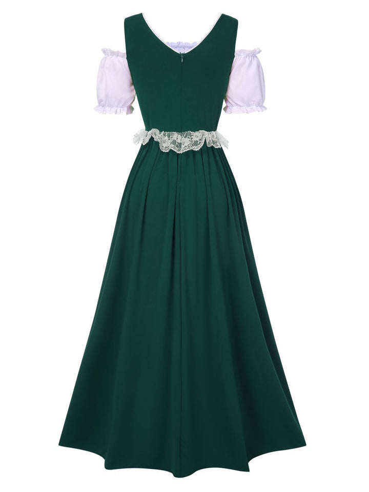 Robe de Costume D'Halloween à Manches Courtes et Col Carré, Coupe A-Line/Princess, Longueur Genou