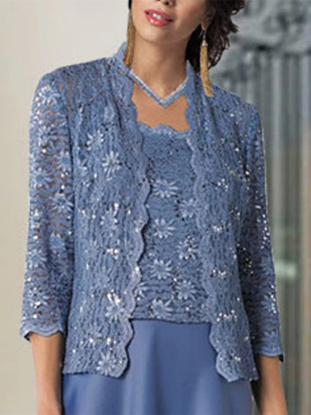 Élégante Protection Solaire à Manches 3/4 en Dentelle pour Mariage D'Automne avec Couleur Pure