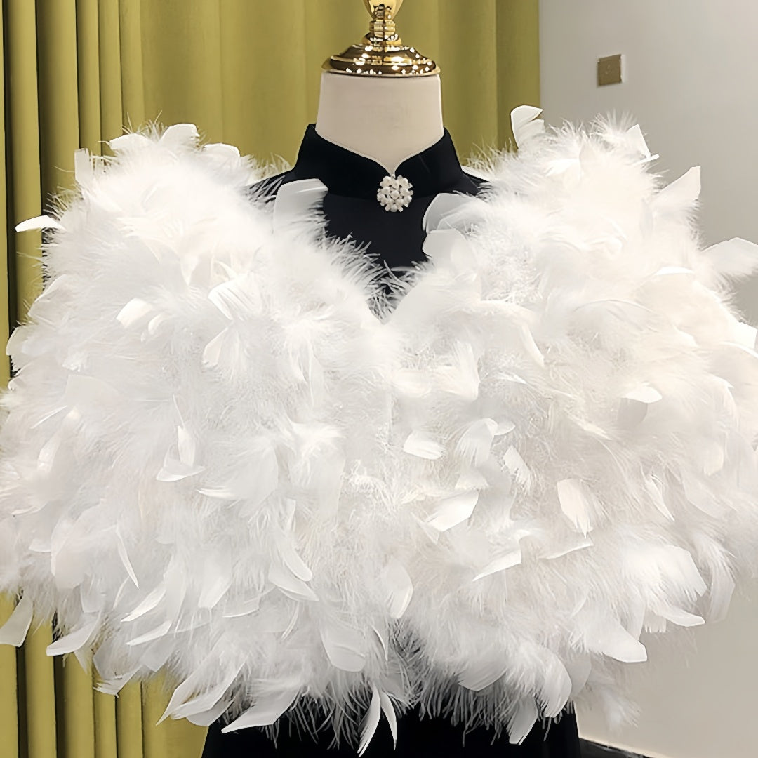 Châles/Enveloppes de Mariée Sans Manches pour Femmes avec Couleur Pure et Plumes/Fourrure