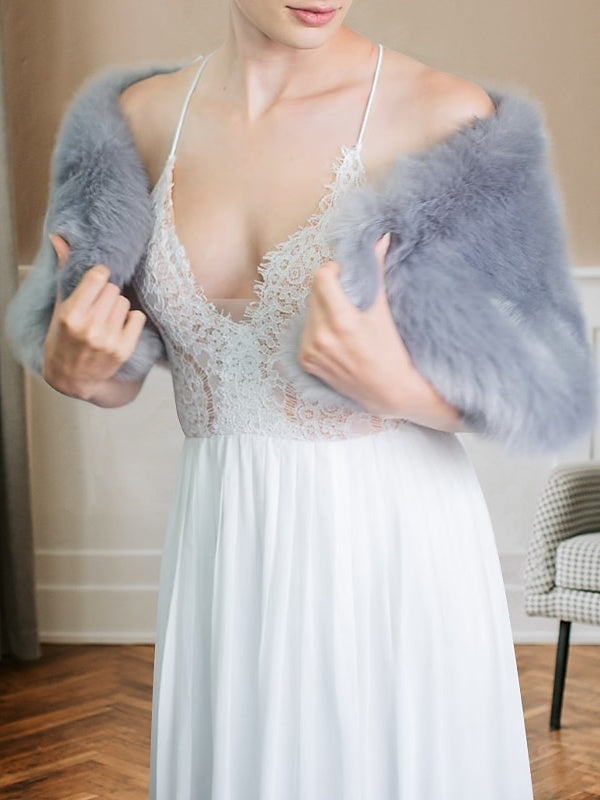 Châles/Enveloppes Sans Manches pour Invités de Mariage pour Femmes avec Couleur Unie