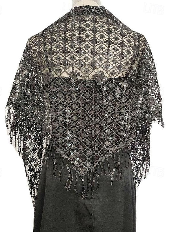 Châles de Mariée Sans Manches pour Femmes avec Couleur Pure, Paillettes et Épissures