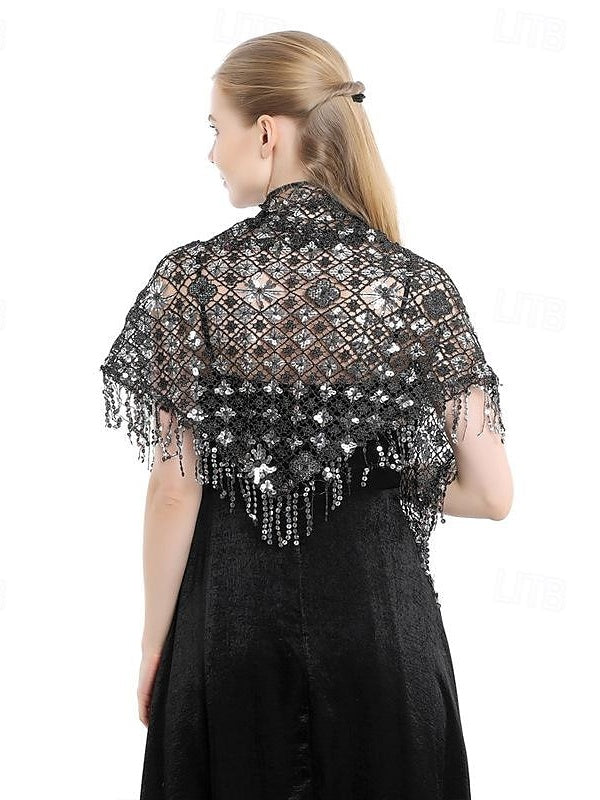 Châles de Mariée Sans Manches pour Femmes avec Couleur Pure, Paillettes et Épissures