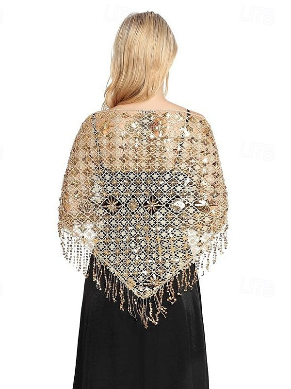 Châles de Mariée Sans Manches pour Femmes avec Couleur Pure, Paillettes et Épissures