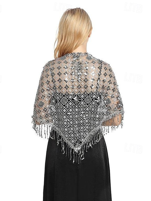 Châles de Mariée Sans Manches pour Femmes avec Couleur Pure, Paillettes et Épissures