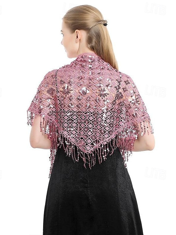 Châles de Mariée Sans Manches pour Femmes avec Couleur Pure, Paillettes et Épissures