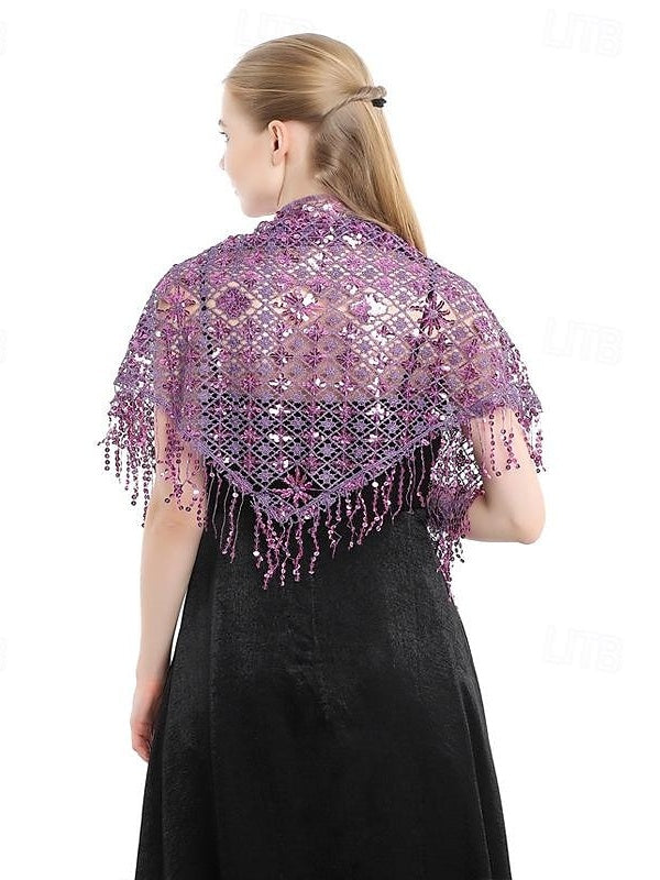 Châles de Mariée Sans Manches pour Femmes avec Couleur Pure, Paillettes et Épissures