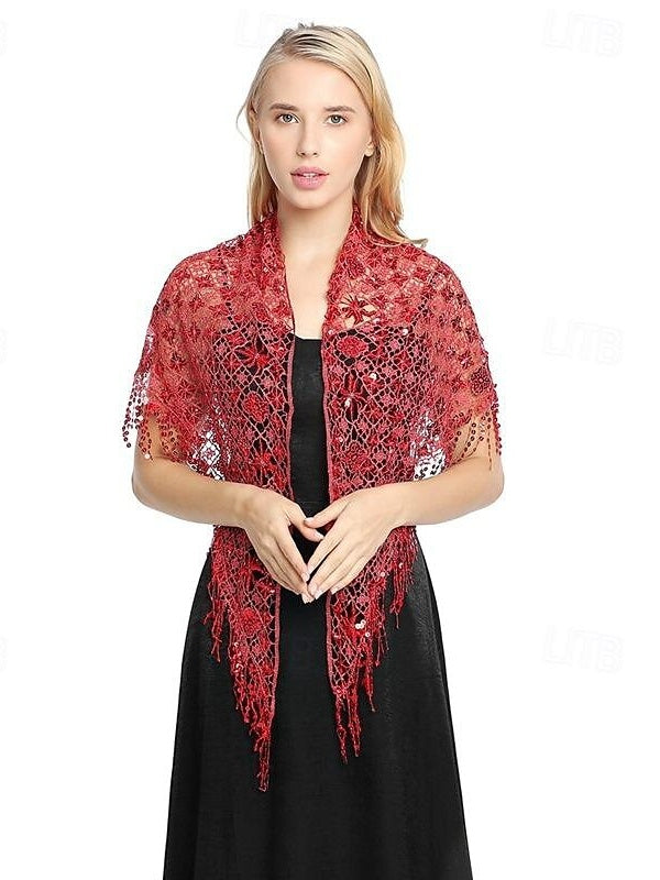 Châles de Mariée Sans Manches pour Femmes avec Couleur Pure, Paillettes et Épissures