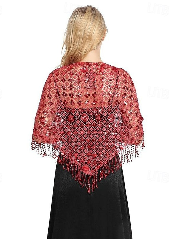 Châles de Mariée Sans Manches pour Femmes avec Couleur Pure, Paillettes et Épissures