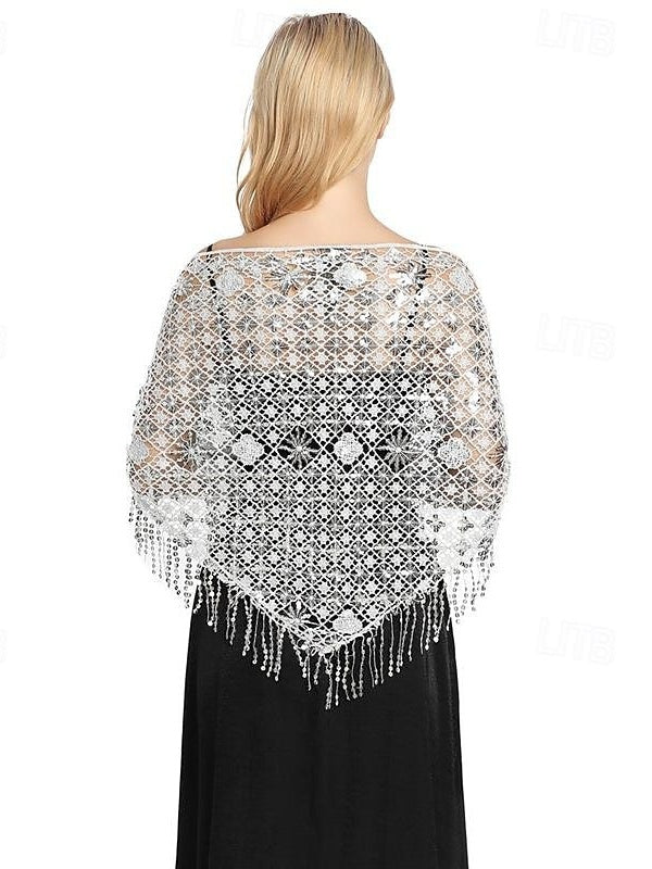 Châles de Mariée Sans Manches pour Femmes avec Couleur Pure, Paillettes et Épissures