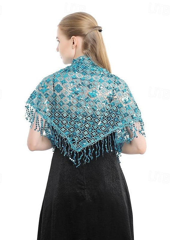 Châles de Mariée Sans Manches pour Femmes avec Couleur Pure, Paillettes et Épissures