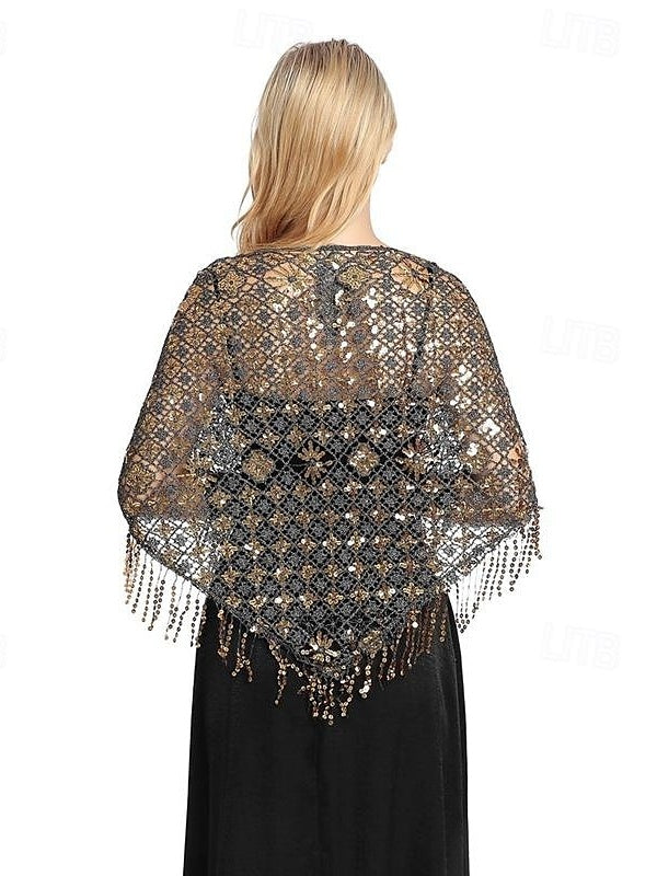 Châles de Mariée Sans Manches pour Femmes avec Couleur Pure, Paillettes et Épissures