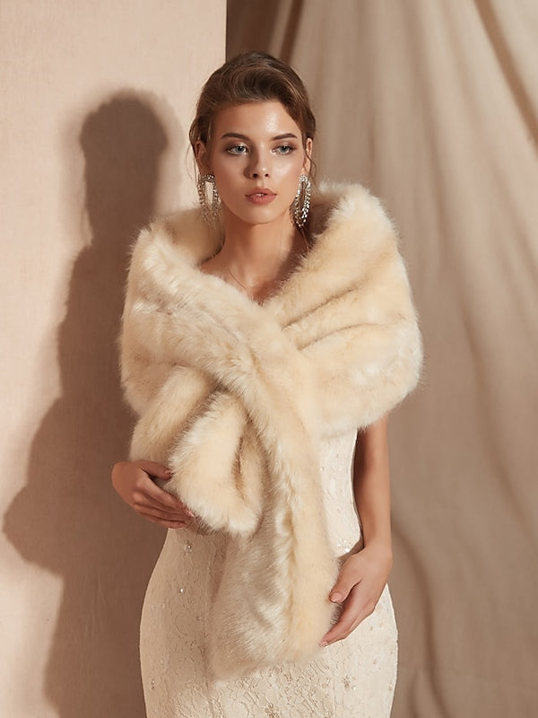 Châles de Mariée Noirs en Fausse Fourrure pour L'Hiver, pour Soirée de Mariage, D'Automne, pour Femmes, Couleur Pure