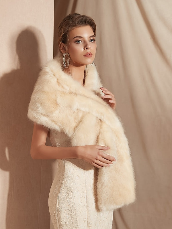 Châles de Mariée Noirs en Fausse Fourrure pour L'Hiver, pour Soirée de Mariage, D'Automne, pour Femmes, Couleur Pure