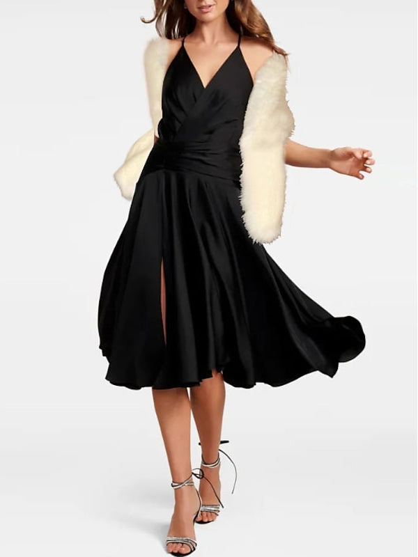 Châles en Fausse Fourrure Blanche pour Femmes Écharpe Élégante Sans Manches pour Invités de Mariage avec Couleur Pure