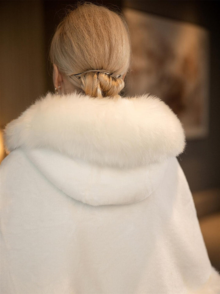 Châles Bridaléˆ¥Æ¦® Wraps Élégant Garder Au Chaud Sans Manches Blanc Fausse Fourrure Automne Mariage avec Couleur Pure
