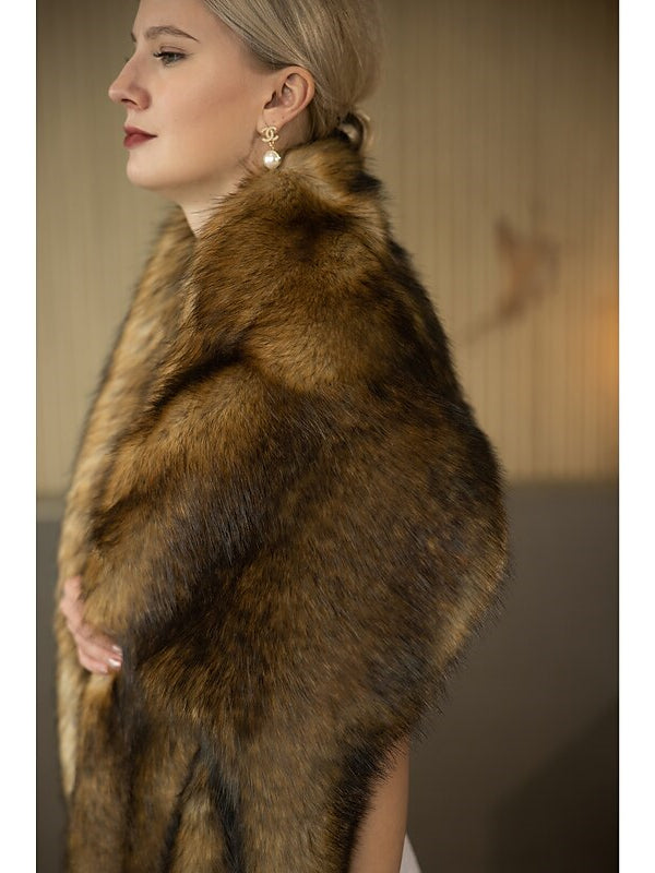 Châles de Mariée Élégants pour Garder Au Chaud Sans Manches en Fausse Fourrure avec Plumes/Fourrure