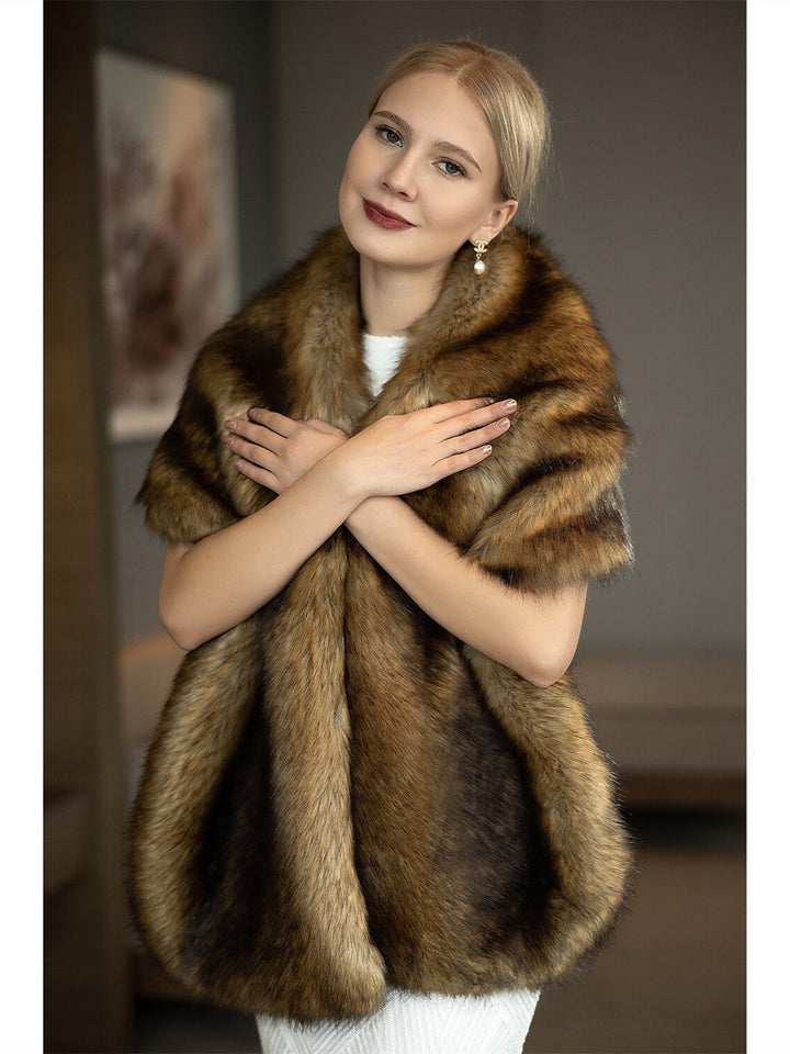 Châles de Mariée Élégants pour Garder Au Chaud Sans Manches en Fausse Fourrure avec Plumes/Fourrure