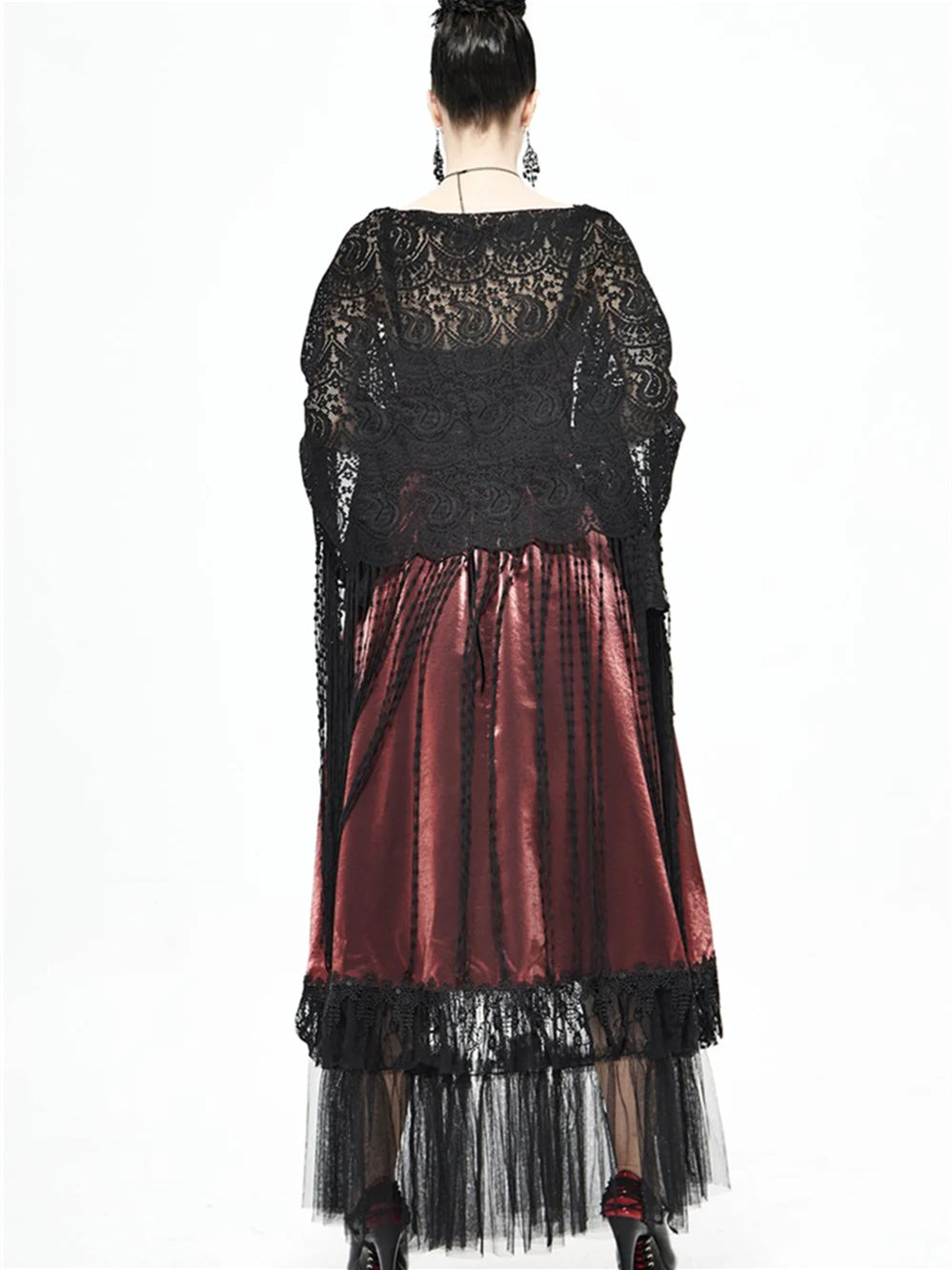 Écharpe de Soirée en Dentelle Noire pour Femme avec Couleur Pure