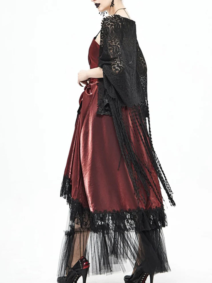 Écharpe de Soirée en Dentelle Noire pour Femme avec Couleur Pure