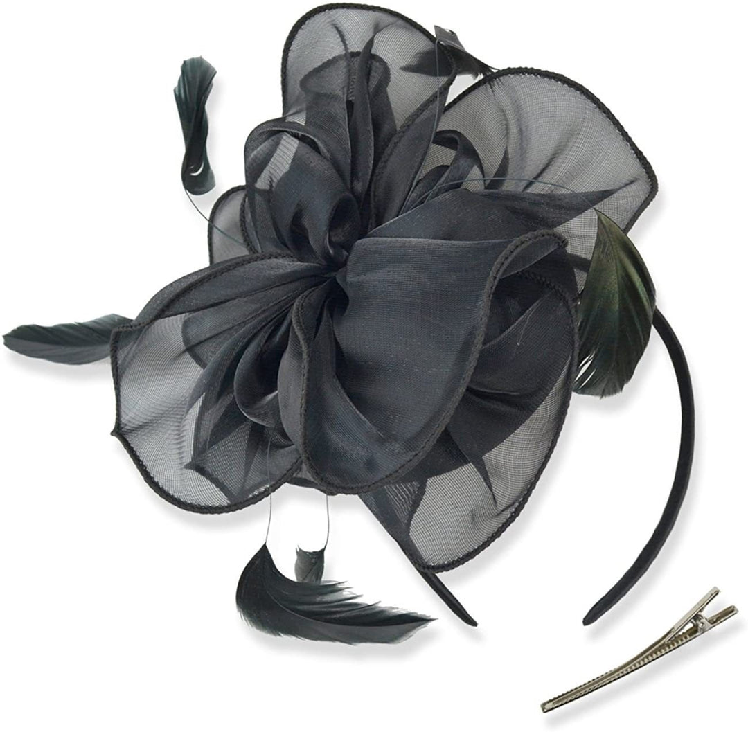 Femme Derby Fleur Fascinateurs avec Bandeau et Pince Coiffure Thé