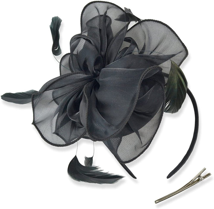 Femme Derby Fleur Fascinateurs avec Bandeau et Pince Coiffure Thé