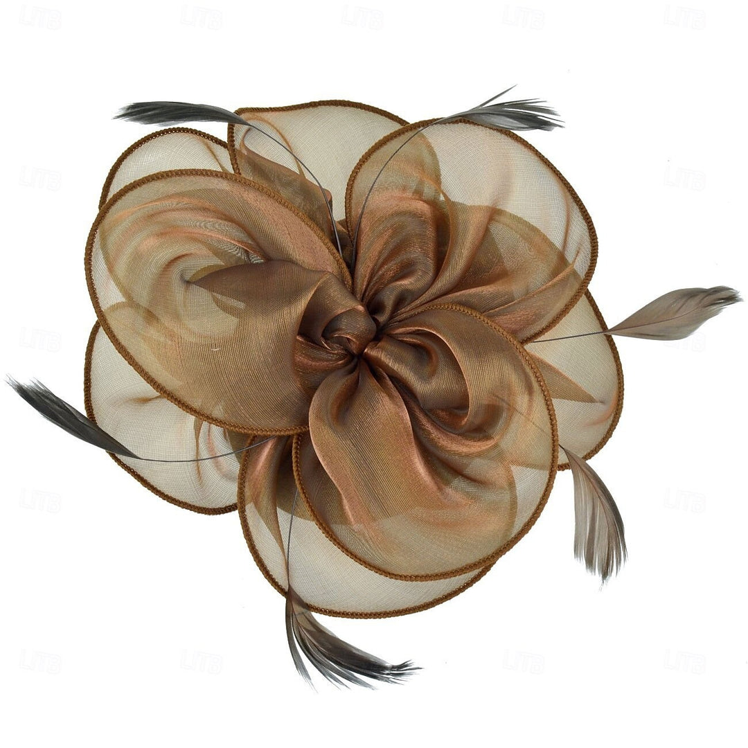 Femme Derby Fleur Fascinateurs avec Bandeau et Pince Coiffure Thé