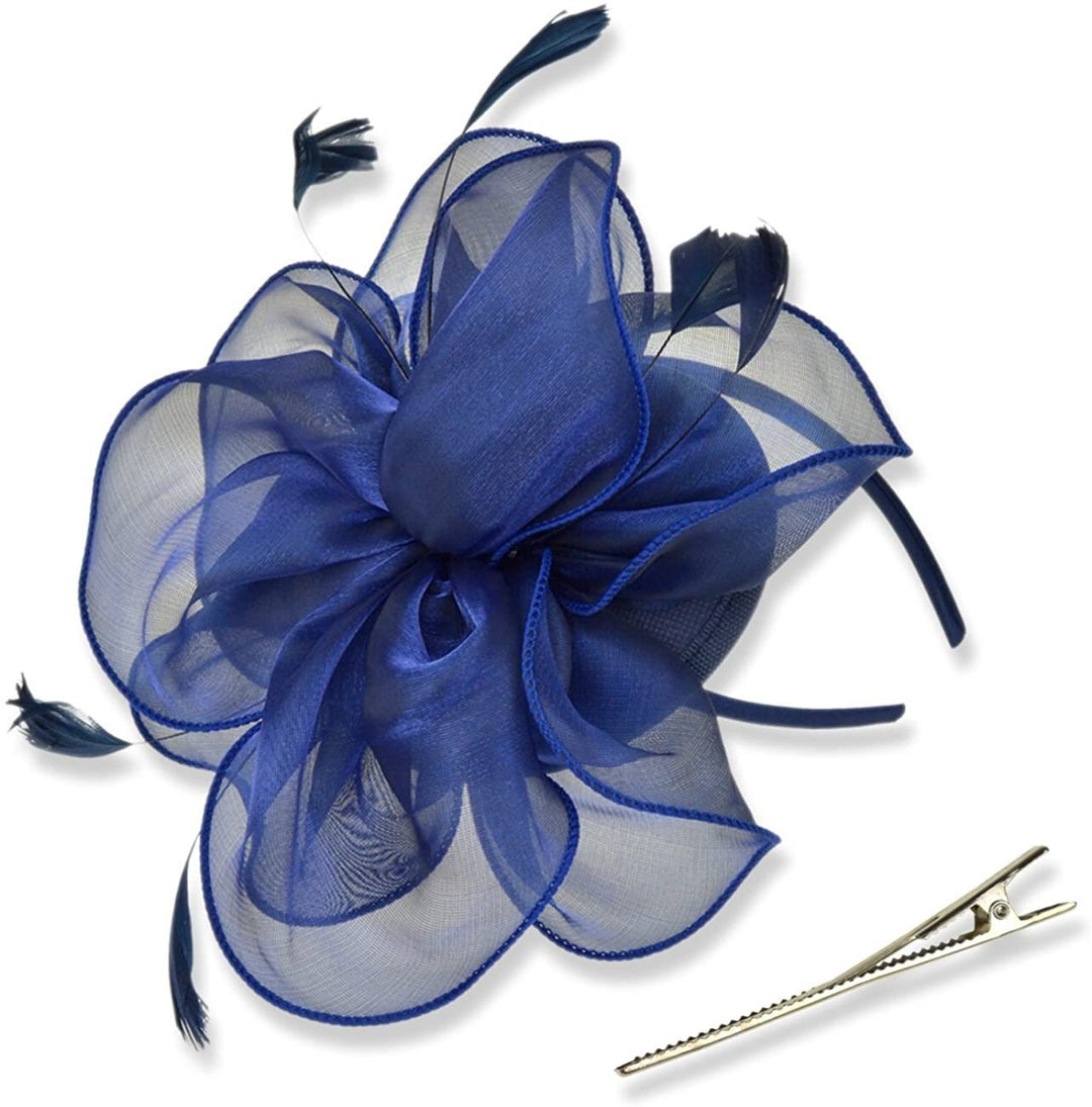 Femme Derby Fleur Fascinateurs avec Bandeau et Pince Coiffure Thé